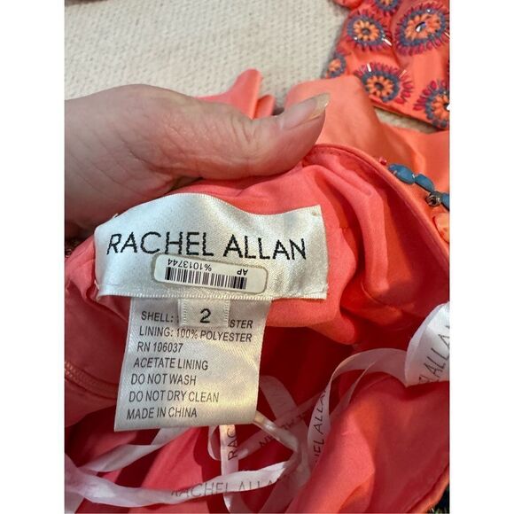 Rachel Allan peach beaded two piece formal prom dress sz 2 - Picture 6 of 6